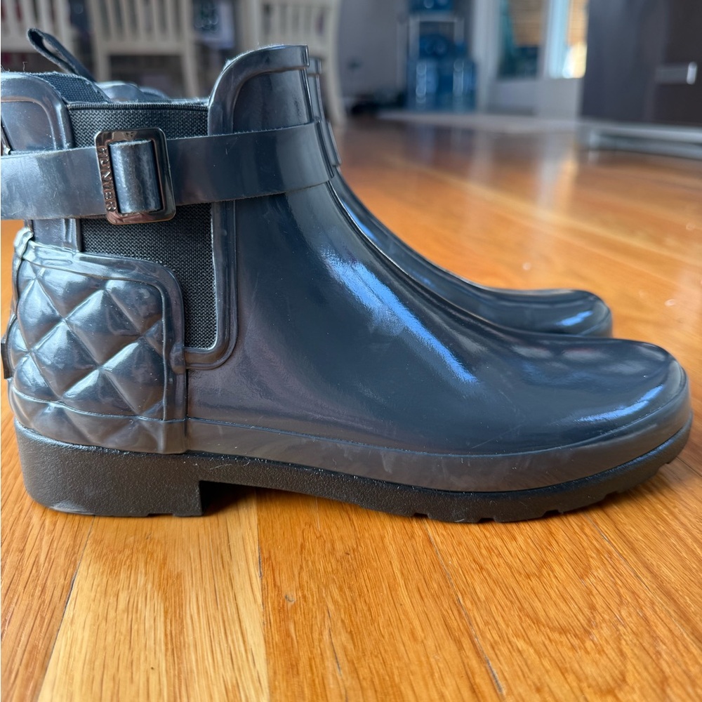 Hunter Navy Blue Winter & Rain Short Gloss Boots - Picture 2 of 6